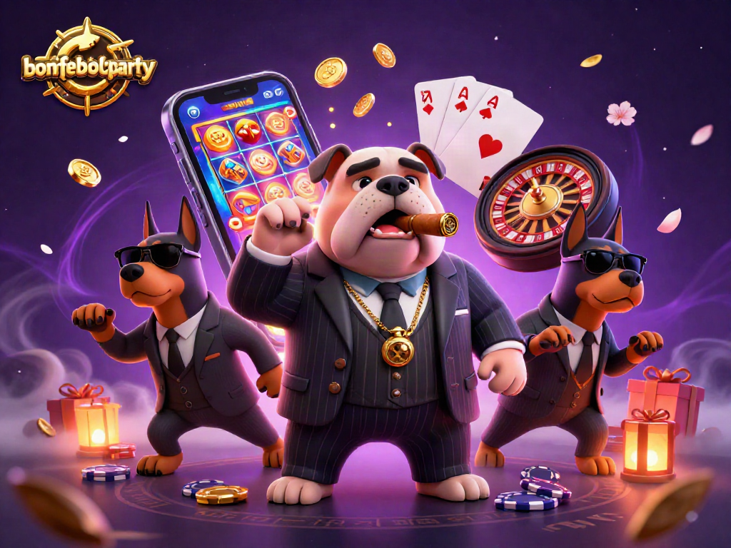 Experience winnings at bonfireblockparty with 3D casino elements and vibrant cartoon characters.